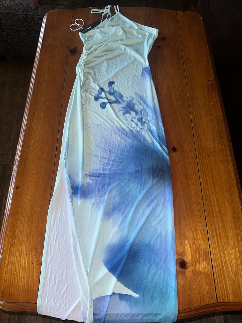 Fashion Nova Light Blue & Blue Floral Maxi Dress